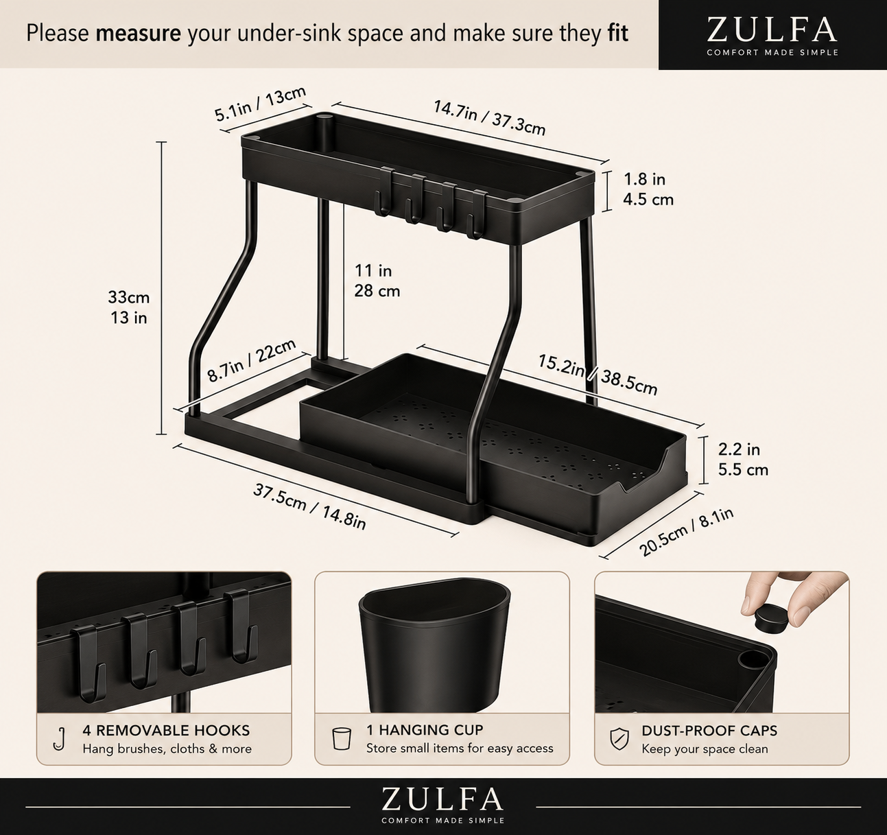 Multi-Use Kitchen & Bathroom Storage Rack by ZULFA