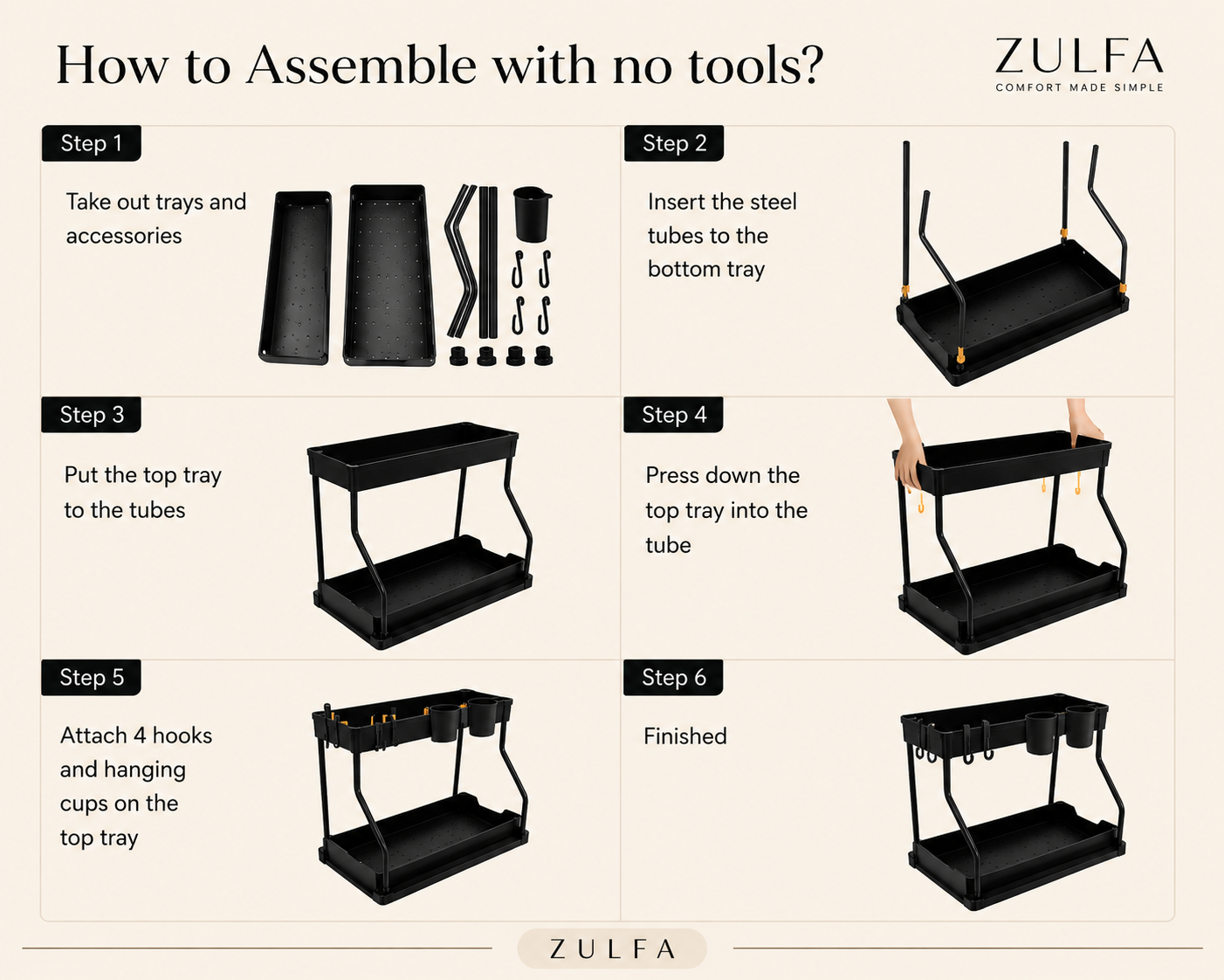 Multi-Use Kitchen & Bathroom Storage Rack by ZULFA