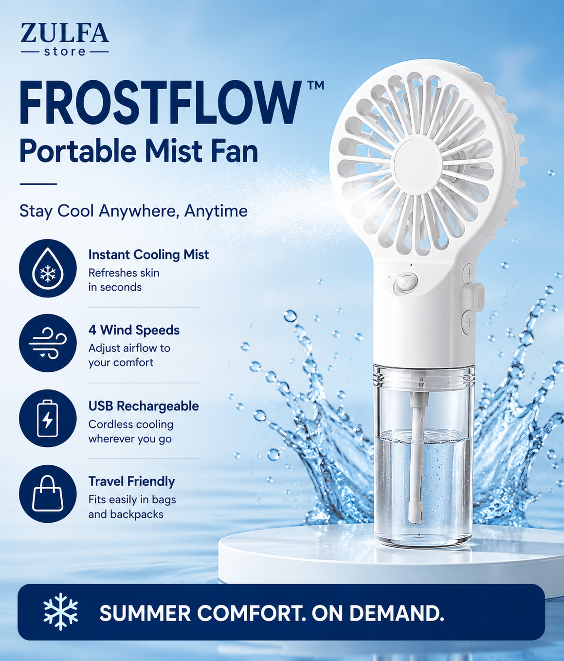 FrostFlow™ Portable Mist Fan