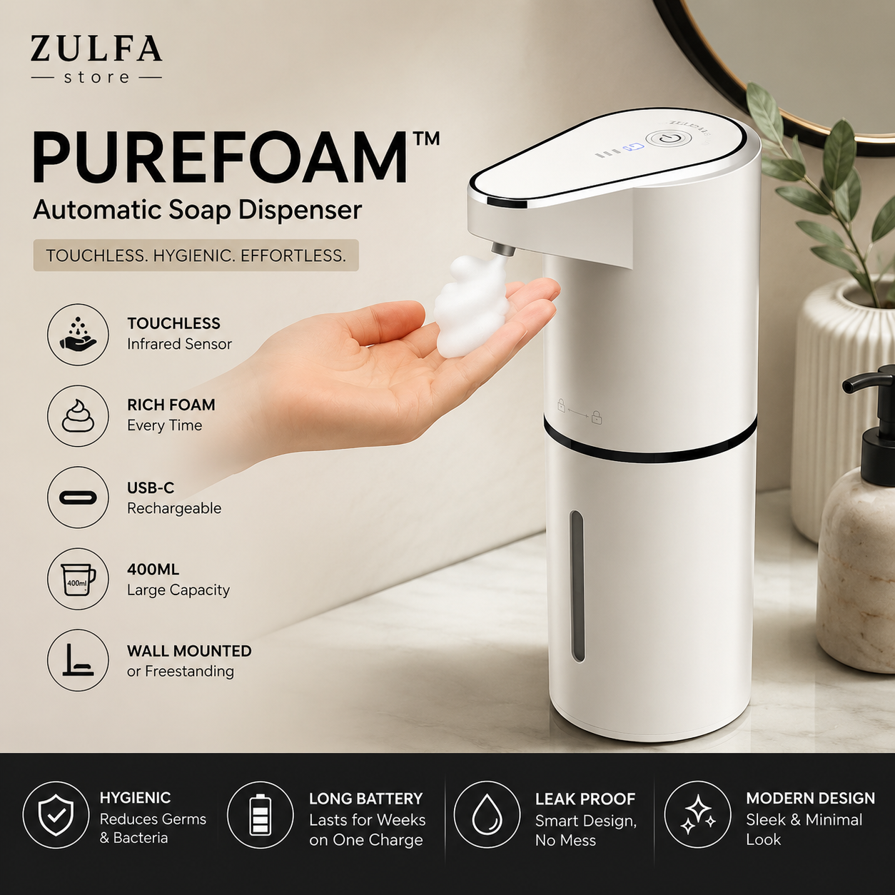 PureFoam™ – Automatic Soap Dispenser by ZULFA